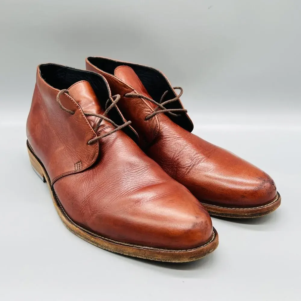 Nisolo Boots Womens 10 Brown Leather Chukka Ankle Lace Up Casual Booties Shoes